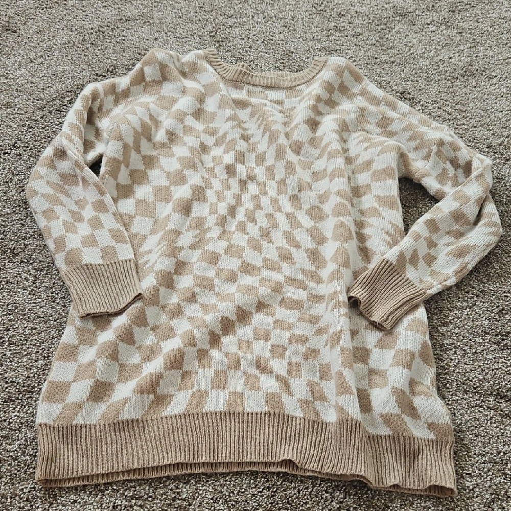 Checkered Beige and Cream Sweater